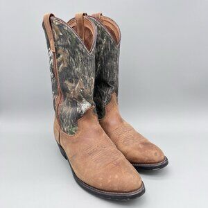 Laredo 12611 Men's Size 10D Brown Cowboy Boots Mossy Oak Camo Uppers